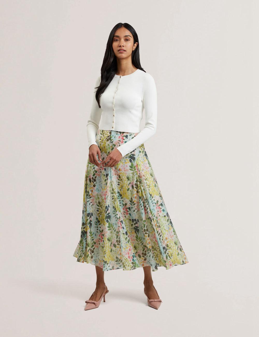 Ted Baker AZULLA - Floral A-Line Woven スカート レディース Ivory | Japan  LICY-17524