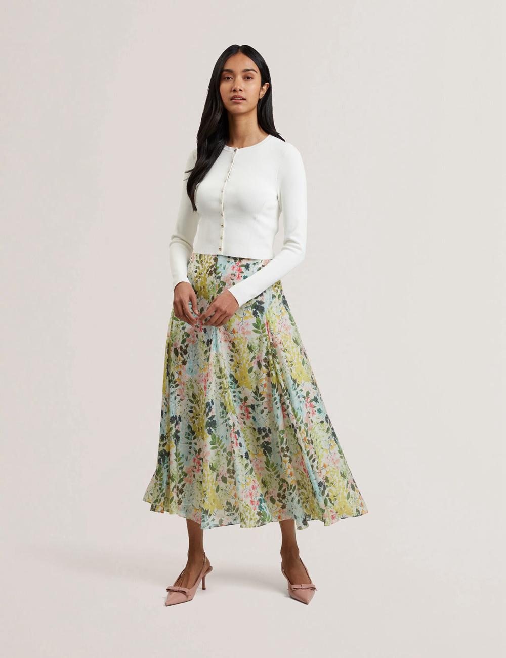 Ted Baker AZULLA - Floral A-Line Woven スカート レディース Ivory | Japan  LICY-17524