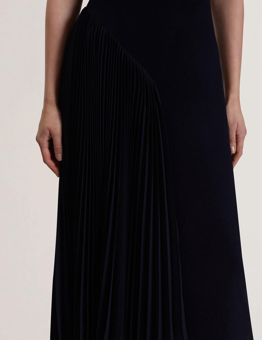 Ted Baker AZZINA - Pleated Panel Sleeveless Knitted ミディドレス レディース ネイビー | Japan  WHRB-12947