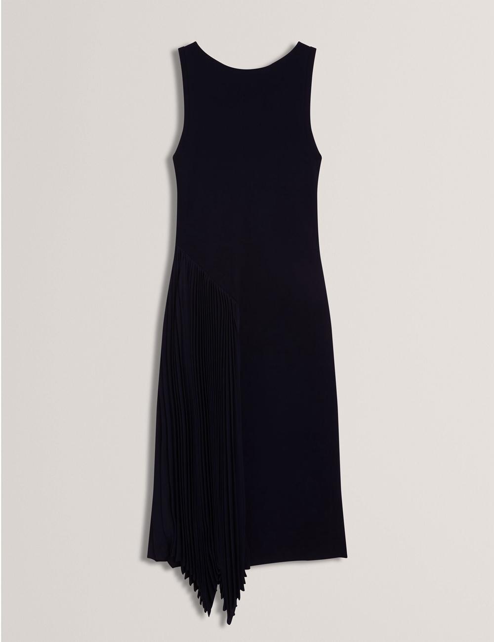 Ted Baker AZZINA - Pleated Panel Sleeveless Knitted ミディドレス レディース ネイビー | Japan  WHRB-12947