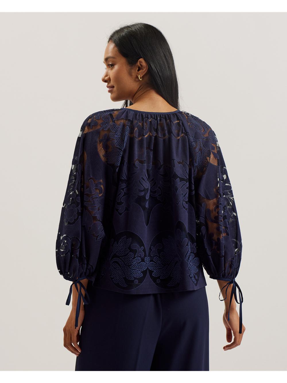 Ted Baker BACINA - Lace 3/4 Balloon Sleeve ブラウス レディース 青 | Japan  JCBS-93568