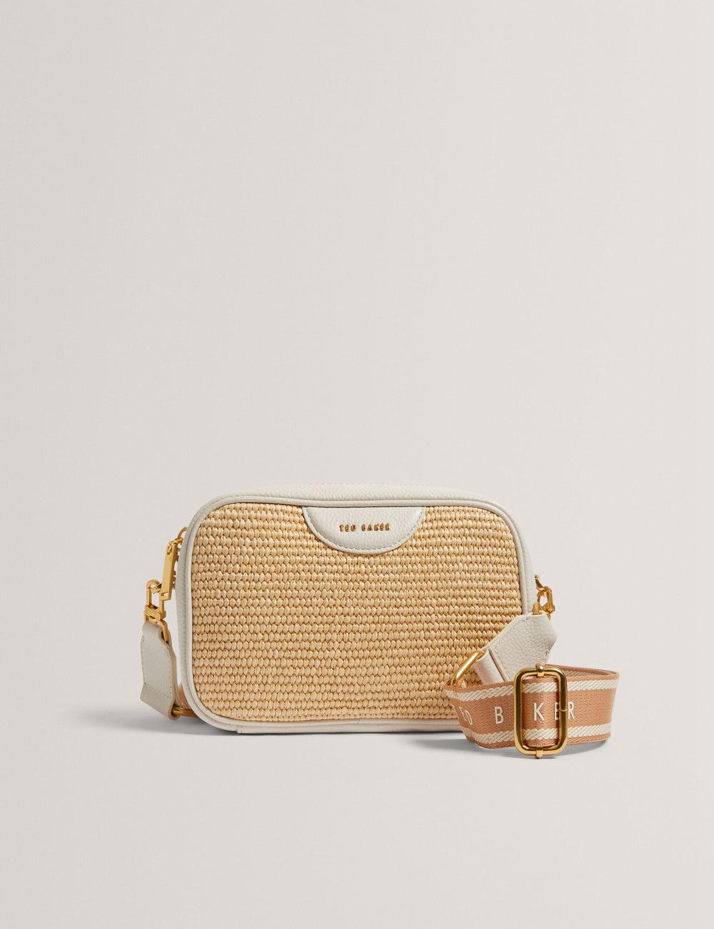 Ted Baker BARDAS - Faux Raffia Leather Trim Webbing Camera カメラバッグ レディース Ecru | Japan  PZUR-29081