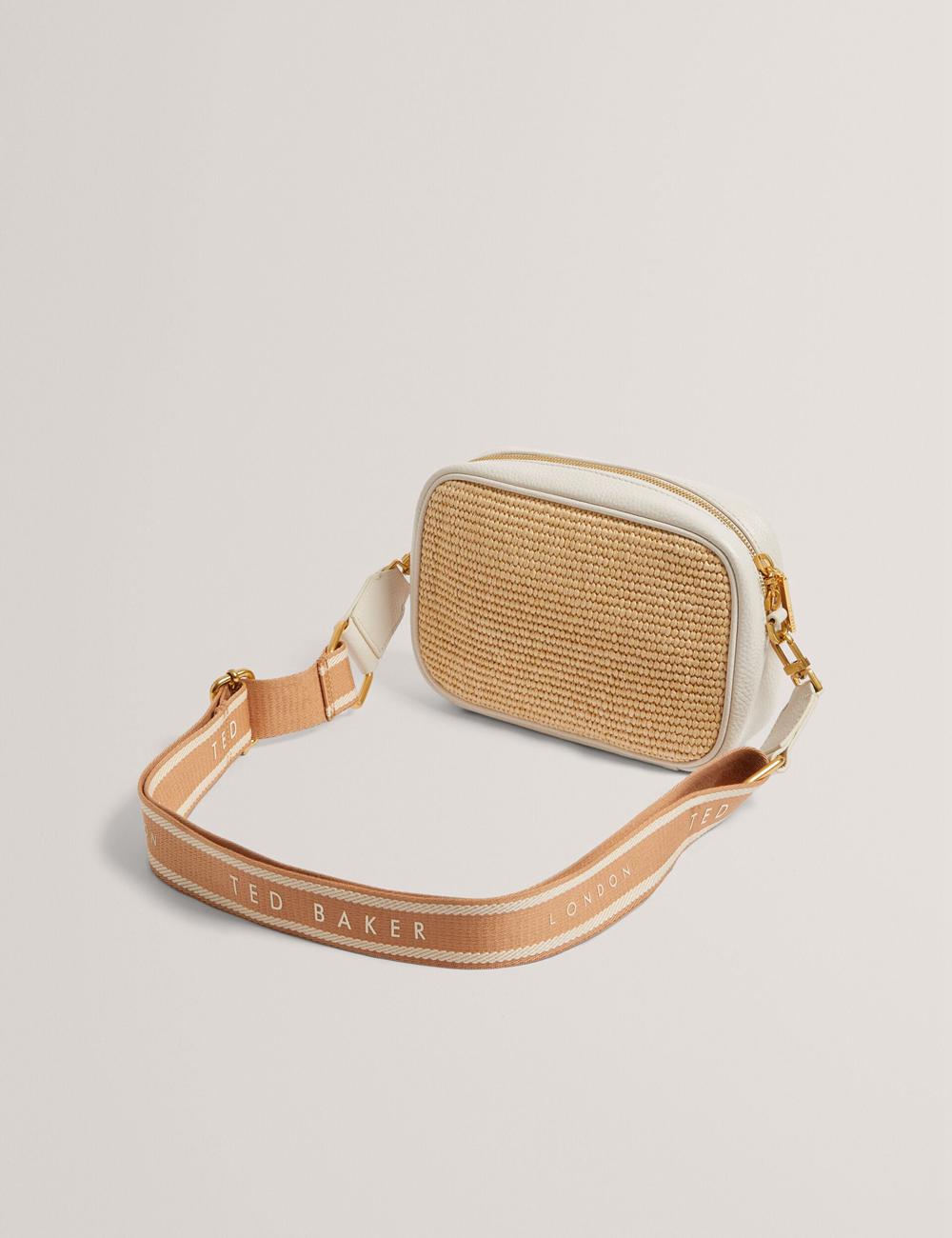 Ted Baker BARDAS - Faux Raffia Leather Trim Webbing Camera カメラバッグ レディース Ecru | Japan  PZUR-29081