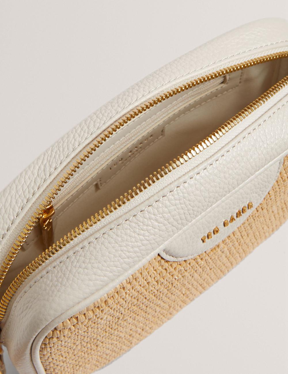 Ted Baker BARDAS - Faux Raffia Leather Trim Webbing Camera カメラバッグ レディース Ecru | Japan  PZUR-29081
