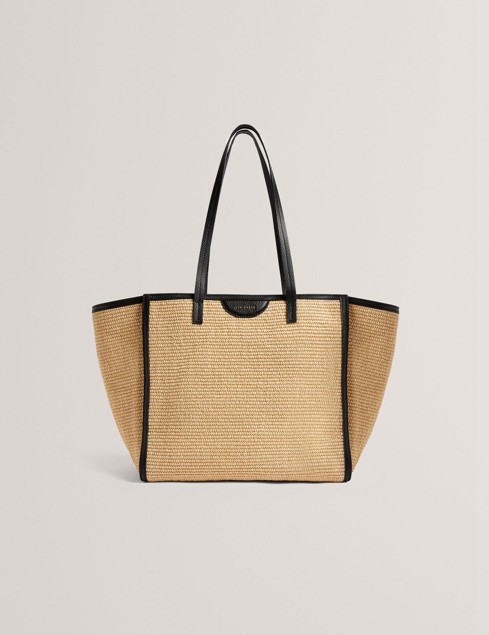 Ted Baker BARNI - Faux Raffia Leather Trim Large Shopper ショッピングバッグ レディース 黒 | Japan  DPRW-24708