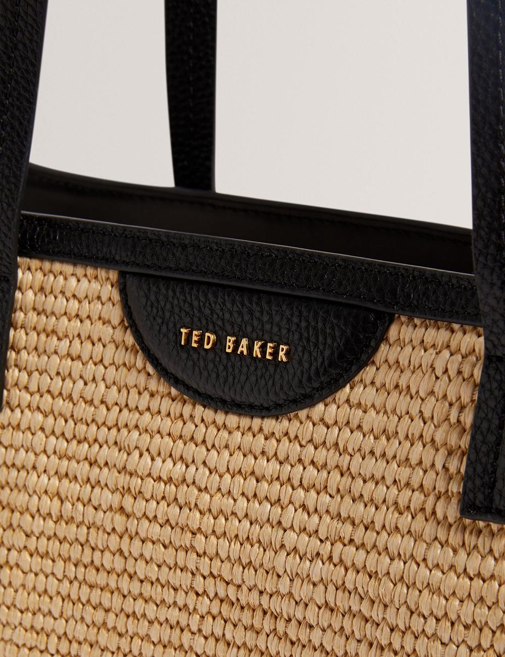 Ted Baker BARNI - Faux Raffia Leather Trim Large Shopper ショッピングバッグ レディース 黒 | Japan  DPRW-24708