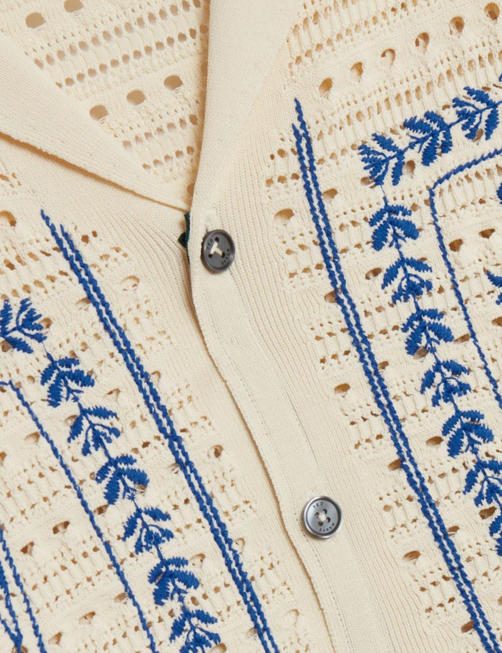 Ted Baker BARRI - Short Sleeve Crochet Embroidered シャツ メンズ Ecru | Japan  WGIP-14279