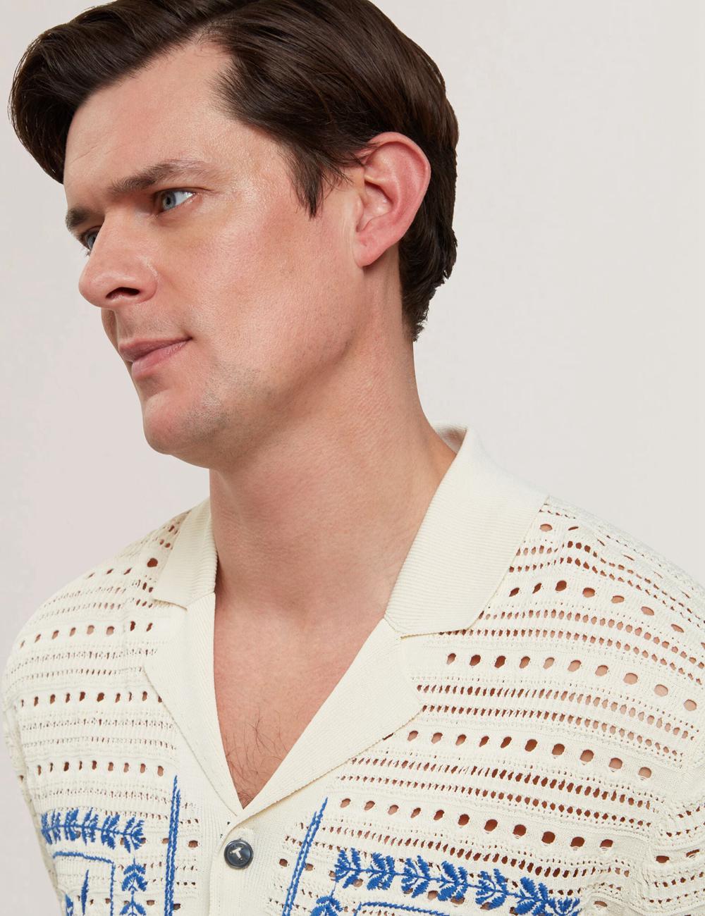 Ted Baker BARRI - Short Sleeve Crochet Embroidered シャツ メンズ Ecru | Japan  WGIP-14279