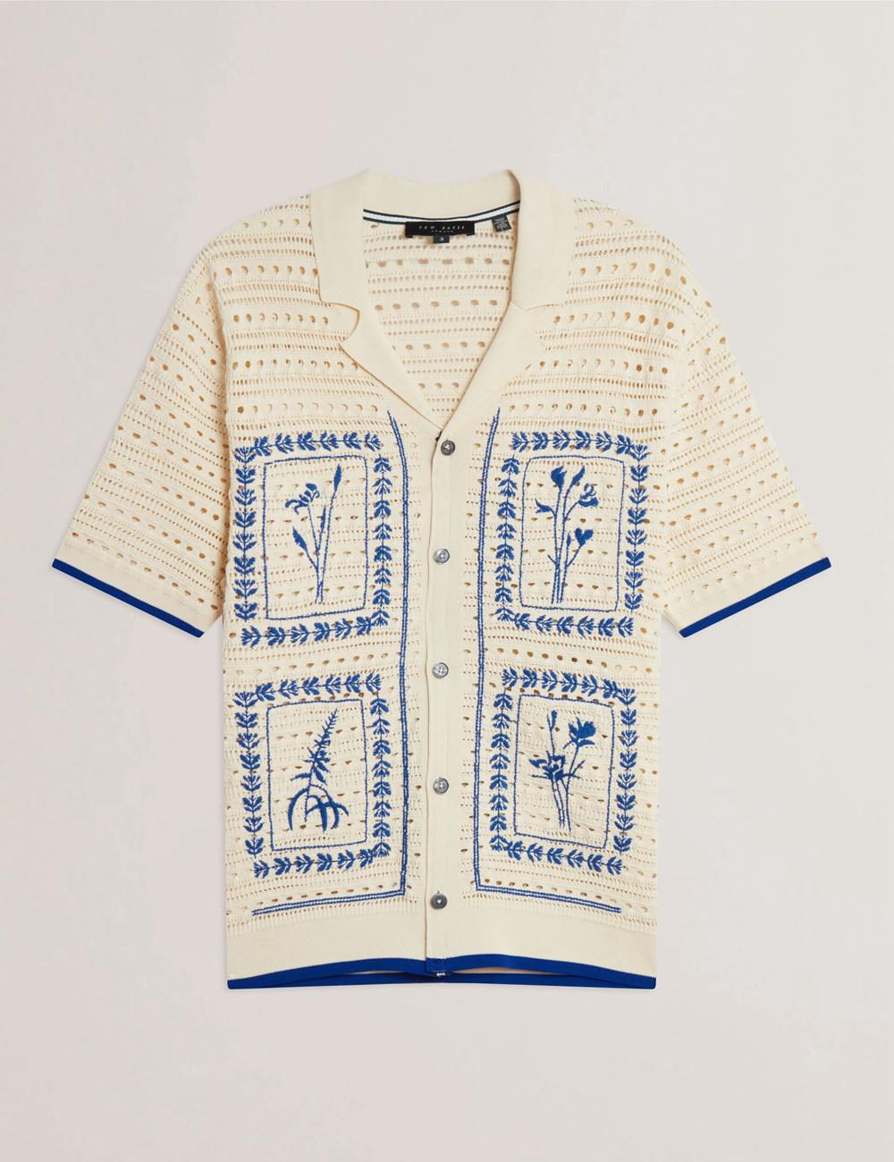 Ted Baker BARRI - Short Sleeve Crochet Embroidered シャツ メンズ Ecru | Japan  WGIP-14279