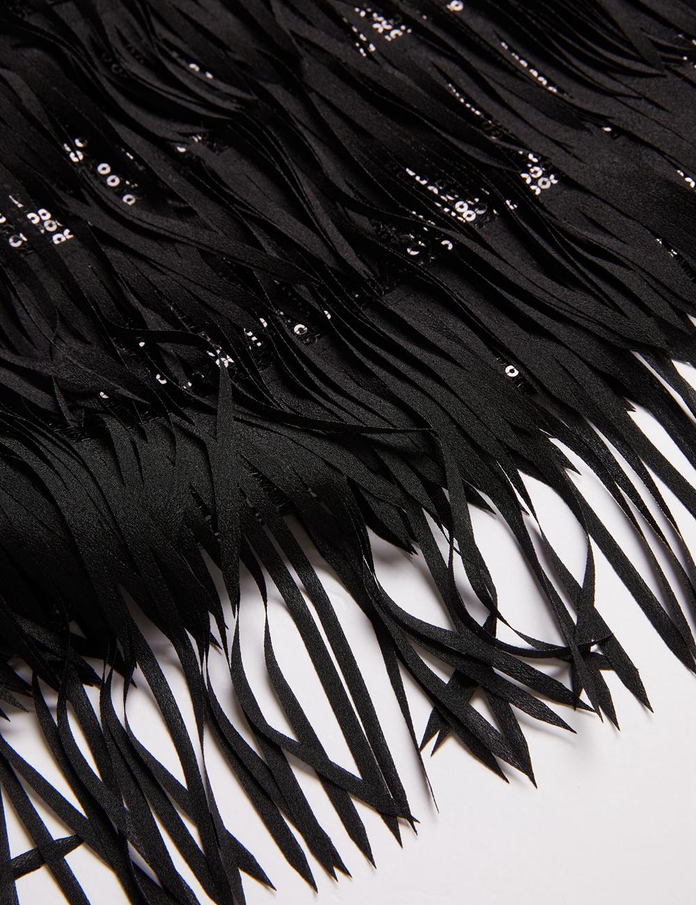 Ted Baker BARTIN - Fringed Sequin Halter Strap ミニドレス レディース 黒 | Japan  EBVT-83265
