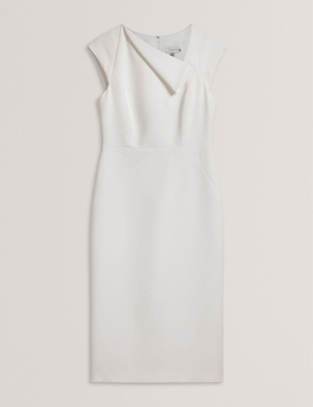 Ted Baker BAYREE - Folded Neckline Pencil ミディドレス レディース 白 | Japan  VSLF-31458