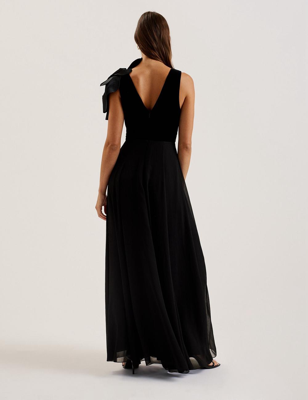 Ted Baker BEIRA - Corsage Plunge Neck Sleeveless マキシドレス レディース 黒 | Japan  JQUR-32946
