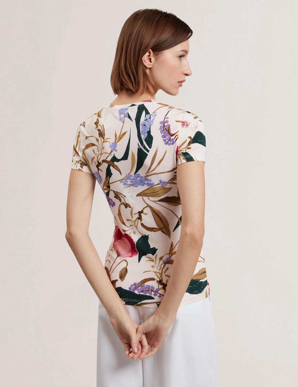 Ted Baker BELLIEA - Painted Floral Print Slim Fit Tシャツ レディース ピンク | Japan  FVYM-60521