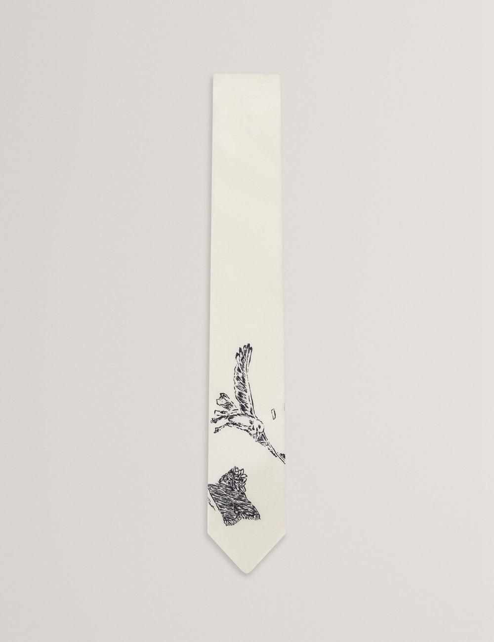 Ted Baker BENHALL - Seagull Graphic Silk ネクタイ メンズ Ecru | Japan  LKGH-14398
