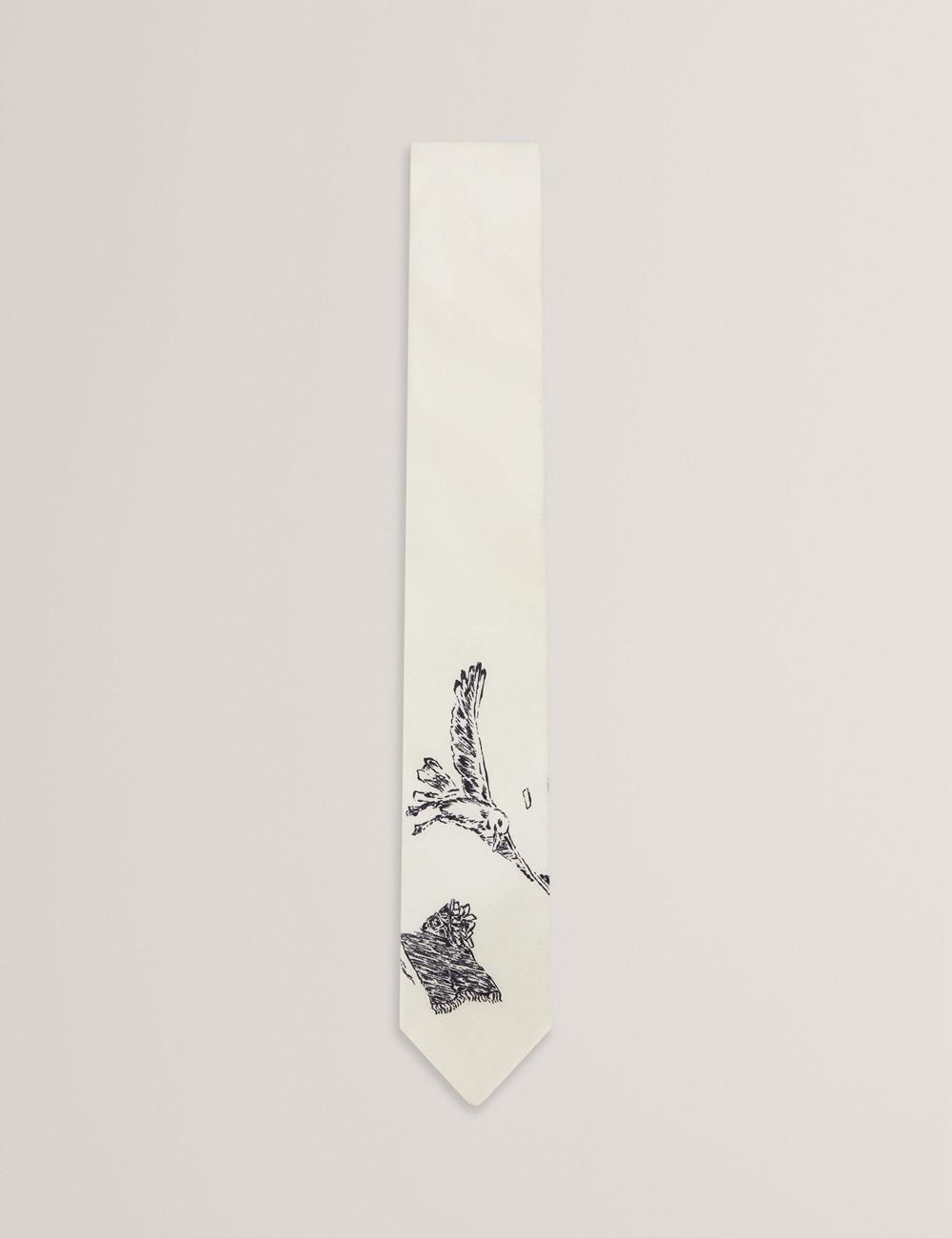 Ted Baker BENHALL - Seagull Graphic Silk ネクタイ メンズ Ecru | Japan  LKGH-14398
