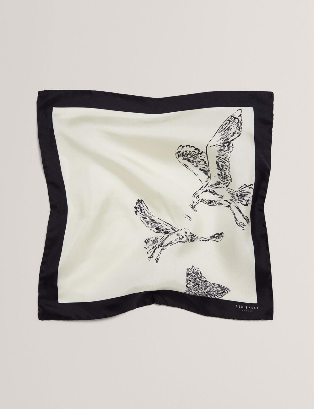 Ted Baker BENHALP - Seagull Graphic Silk Pocket ポケットチーフ メンズ Ecru | Japan  KGSL-31869