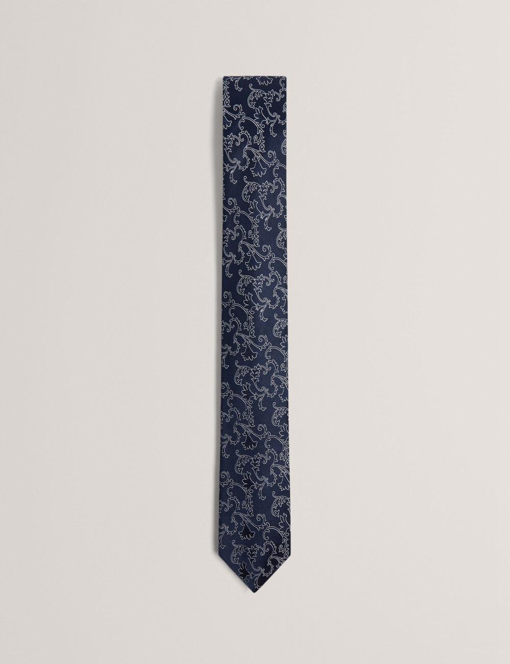 Ted Baker BIONDIS - Baroque Floral Print Silk ネクタイ メンズ ネイビー | Japan  NXZU-49861