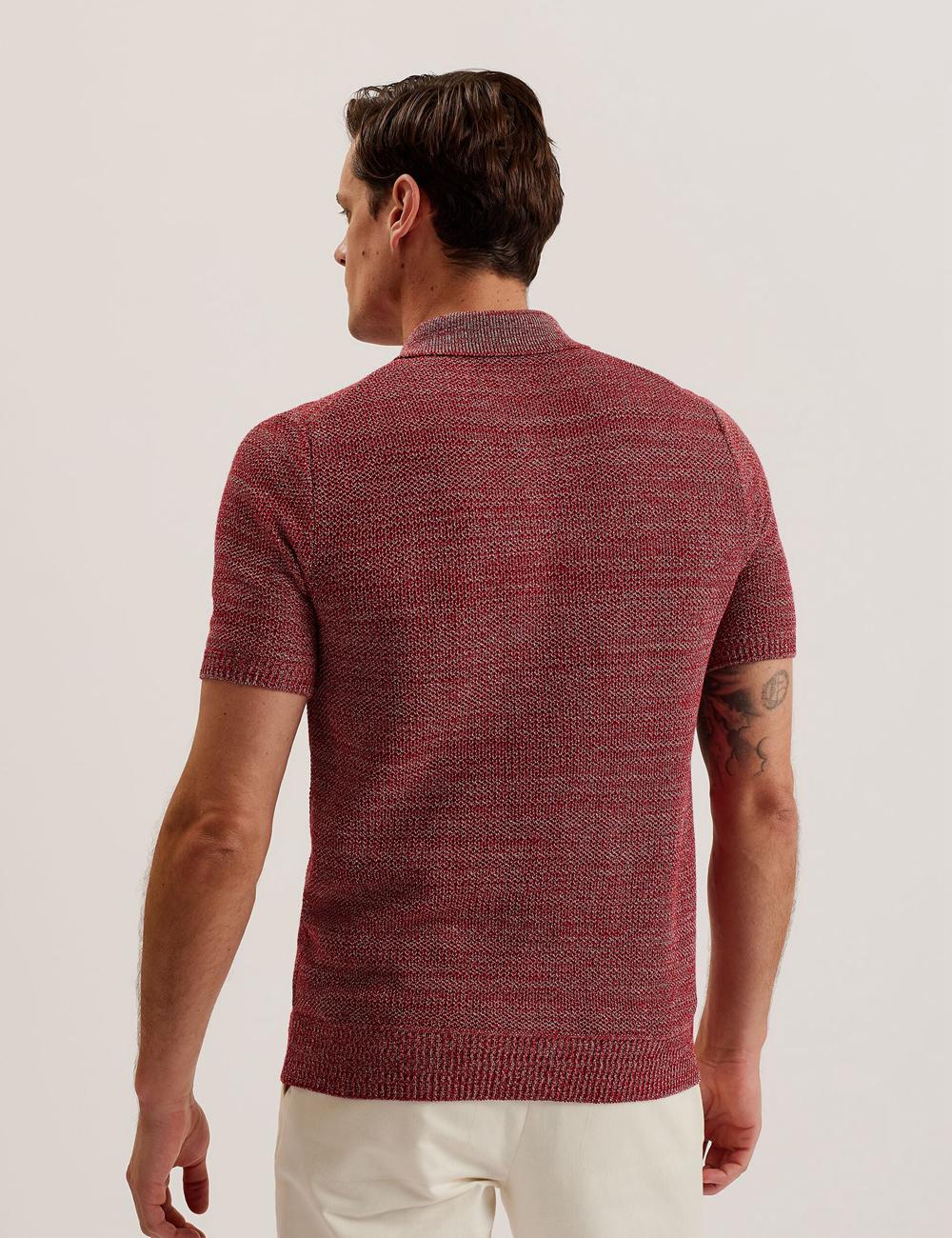 Ted Baker BLOSSAM - Space Dye Zip Neck ポロシャツ メンズ 赤 | Japan  YXHO-50782