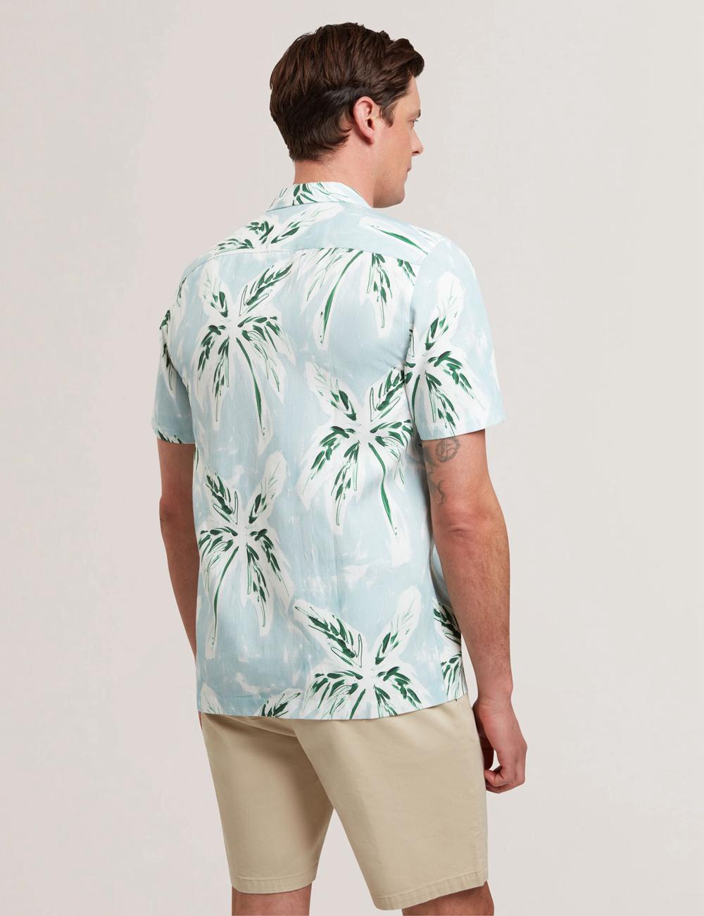 Ted Baker BOCHE - Short Sleeve Regular Tropical Palm Tree シャツ メンズ 緑 | Japan  CGIV-26408