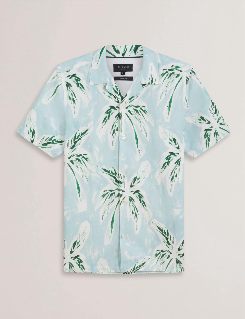 Ted Baker BOCHE - Short Sleeve Regular Tropical Palm Tree シャツ メンズ 緑 | Japan  CGIV-26408