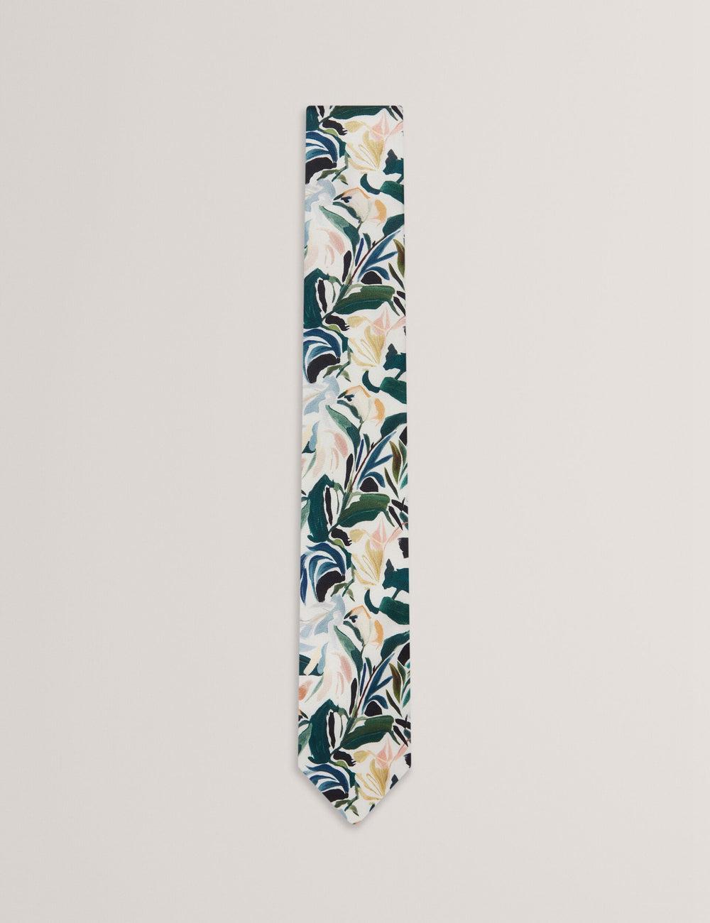 Ted Baker BOYTONN - Painted Floral Print Silk ネクタイ メンズ Ecru | Japan  FZCU-15867