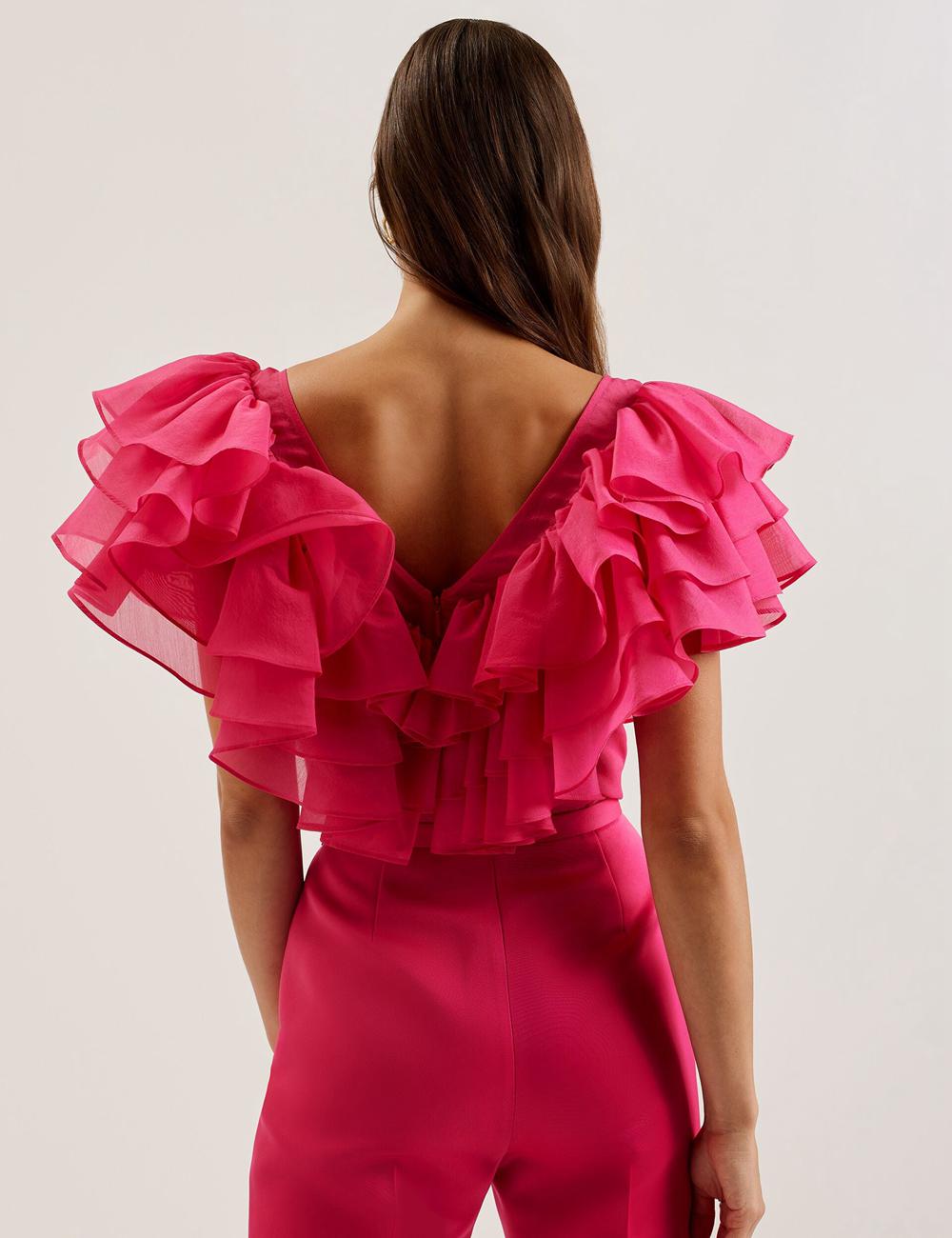 Ted Baker CALONDA - Oversized Frill Trim V-Neck Top ブラウス レディース パープル | Japan  BUNV-48026