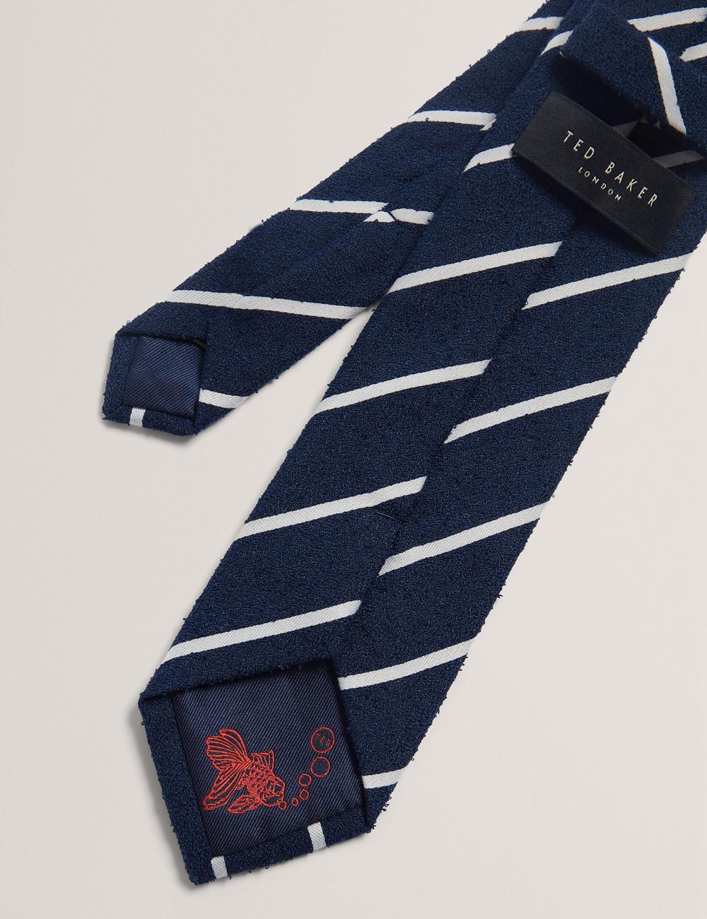 Ted Baker CAMPSEA - Boucle Texture Solid Stripe ネクタイ メンズ ネイビー | Japan  LJKH-07934