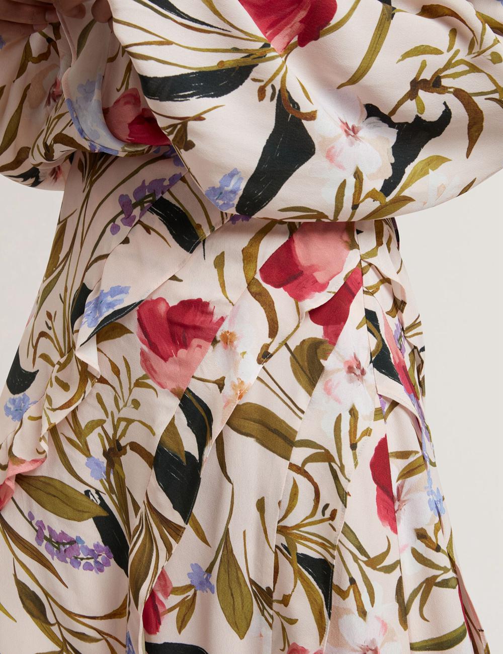 Ted Baker CANDICI - Floral Print Frill Trim With Split スカート レディース ピンク | Japan  MPKS-94381