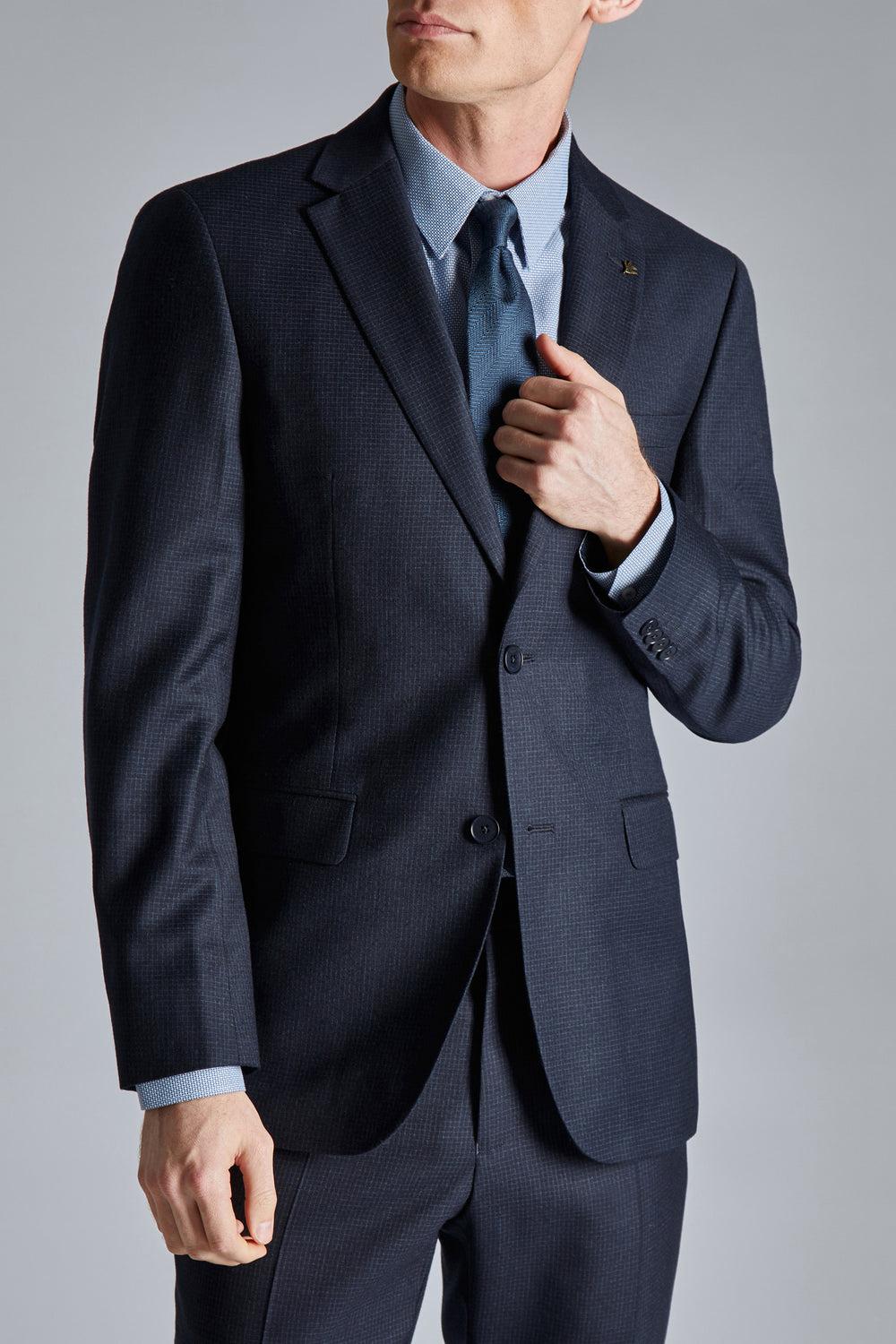Ted Baker CANISJS - Grid Check Regular Fit Suit ジャケット メンズ ネイビー | Japan  MLES-96302