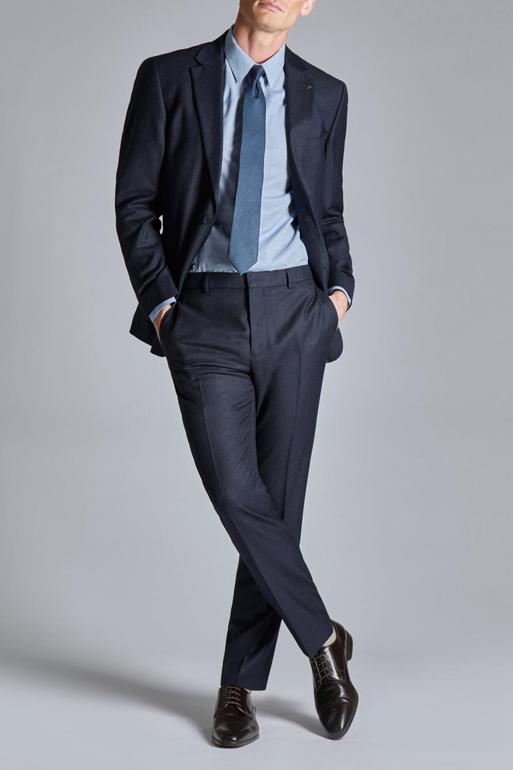 Ted Baker CANISJS - Grid Check Regular Fit Suit ジャケット メンズ ネイビー | Japan  MLES-96302