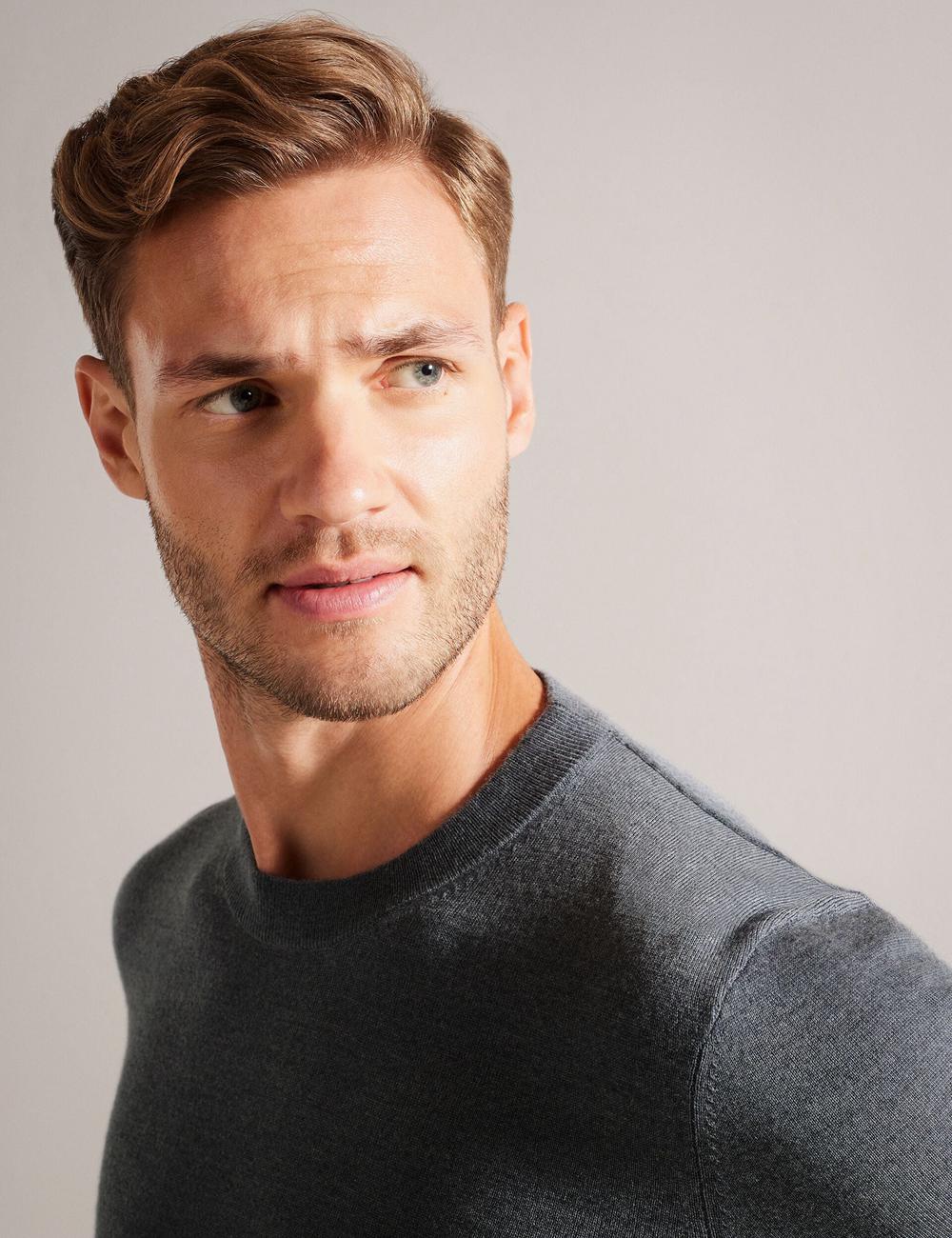 Ted Baker CARNBY - Pure Wool Crew Neck ジャンパー メンズ Charcoal | Japan  FYUW-48726