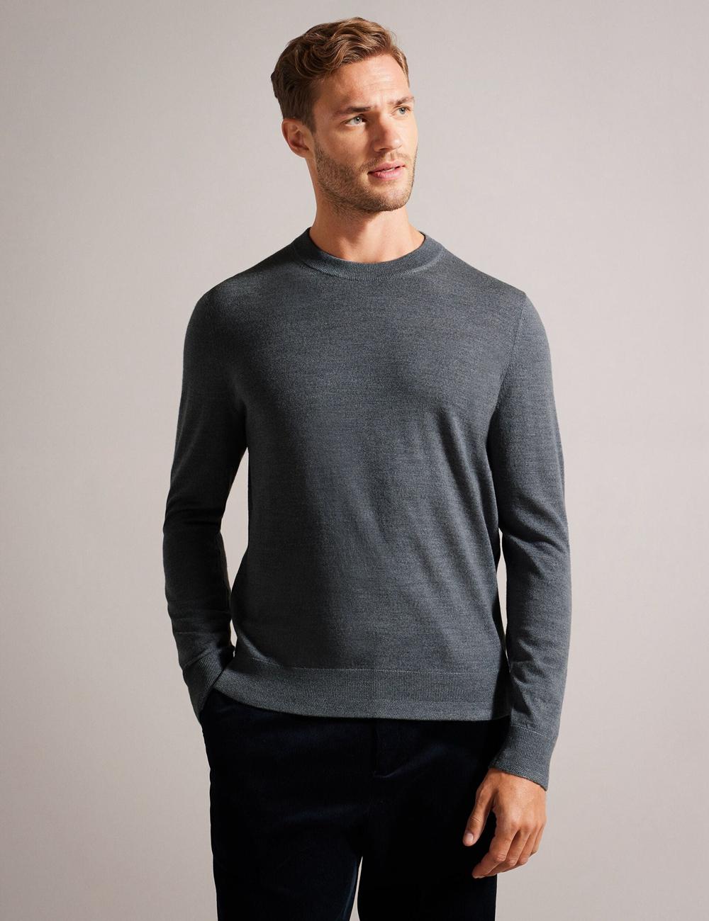 Ted Baker CARNBY - Pure Wool Crew Neck ジャンパー メンズ Charcoal | Japan  FYUW-48726