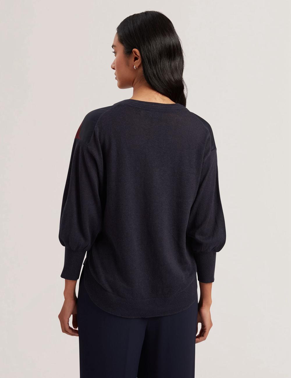 Ted Baker CASEYJ - Printed Woven Front V-Neck ジャンパー レディース ネイビー | Japan  IJYT-46023