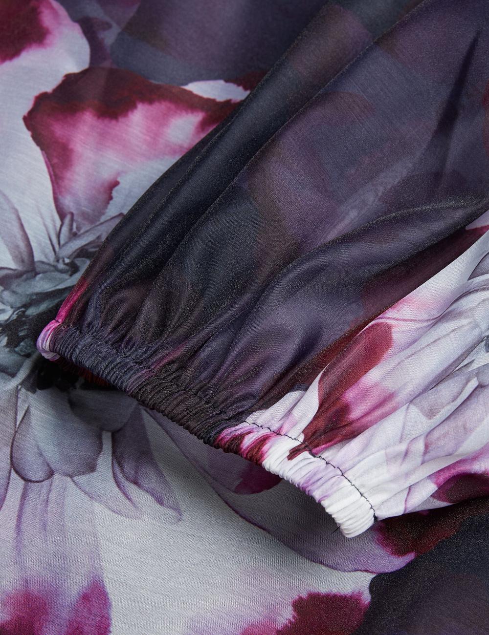 Ted Baker CATALO - Floral Print Balloon Sleeve Organza Top ブラウス レディース ネイビー | Japan  IDFN-92156