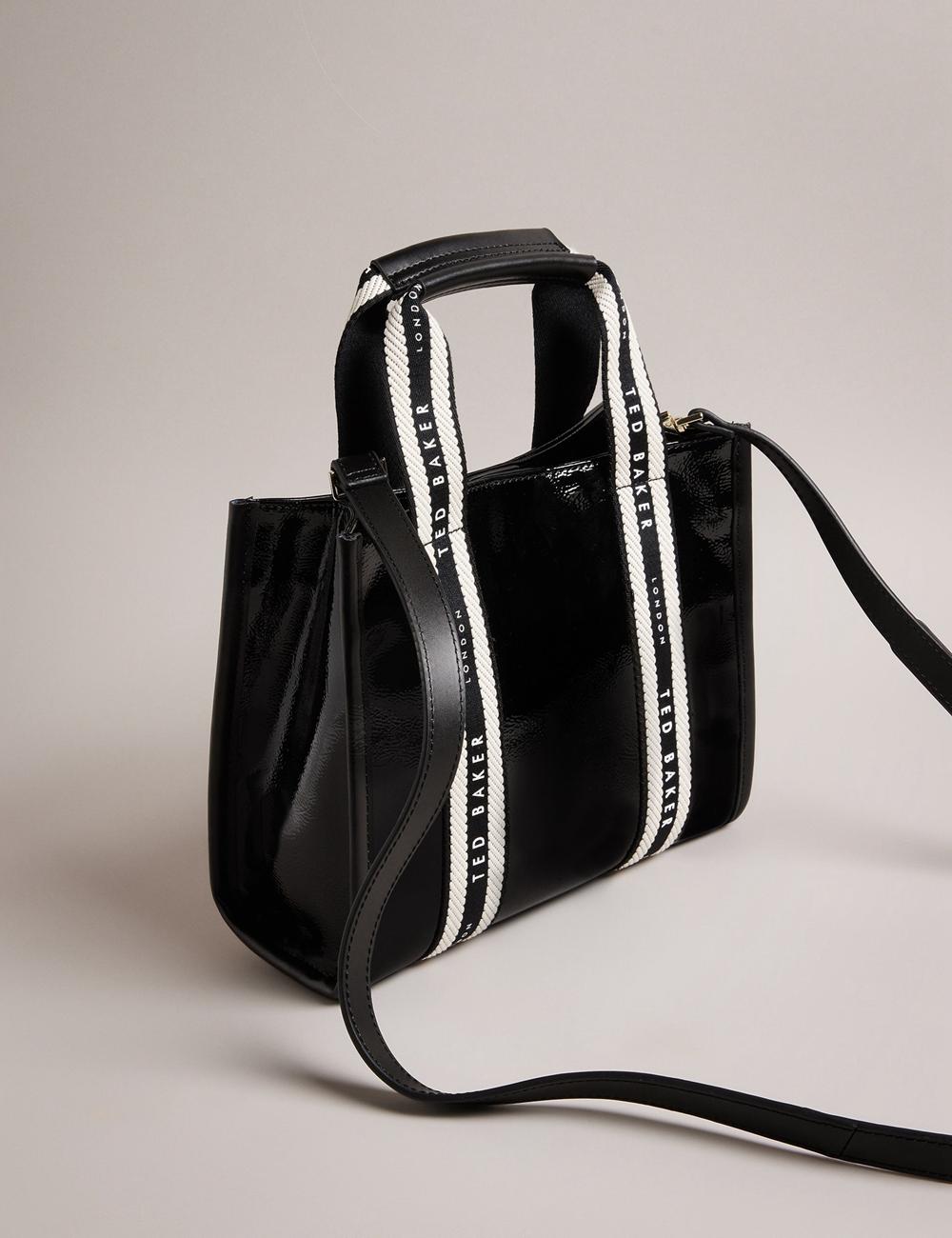 Ted Baker CELIANE - Branded Webbing Patent Small トートバッグ レディース 黒 | Japan  OPCL-58437