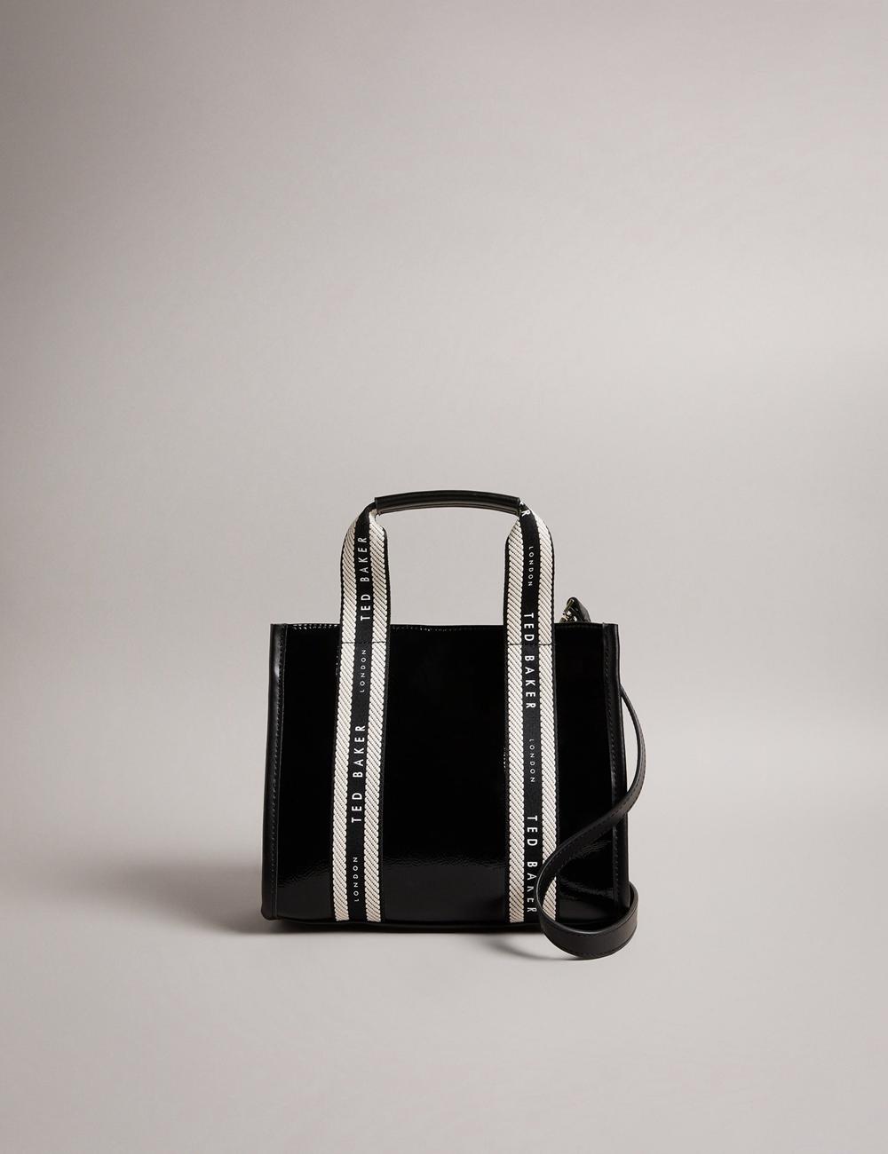 Ted Baker CELIANE - Branded Webbing Patent Small トートバッグ レディース 黒 | Japan  OPCL-58437
