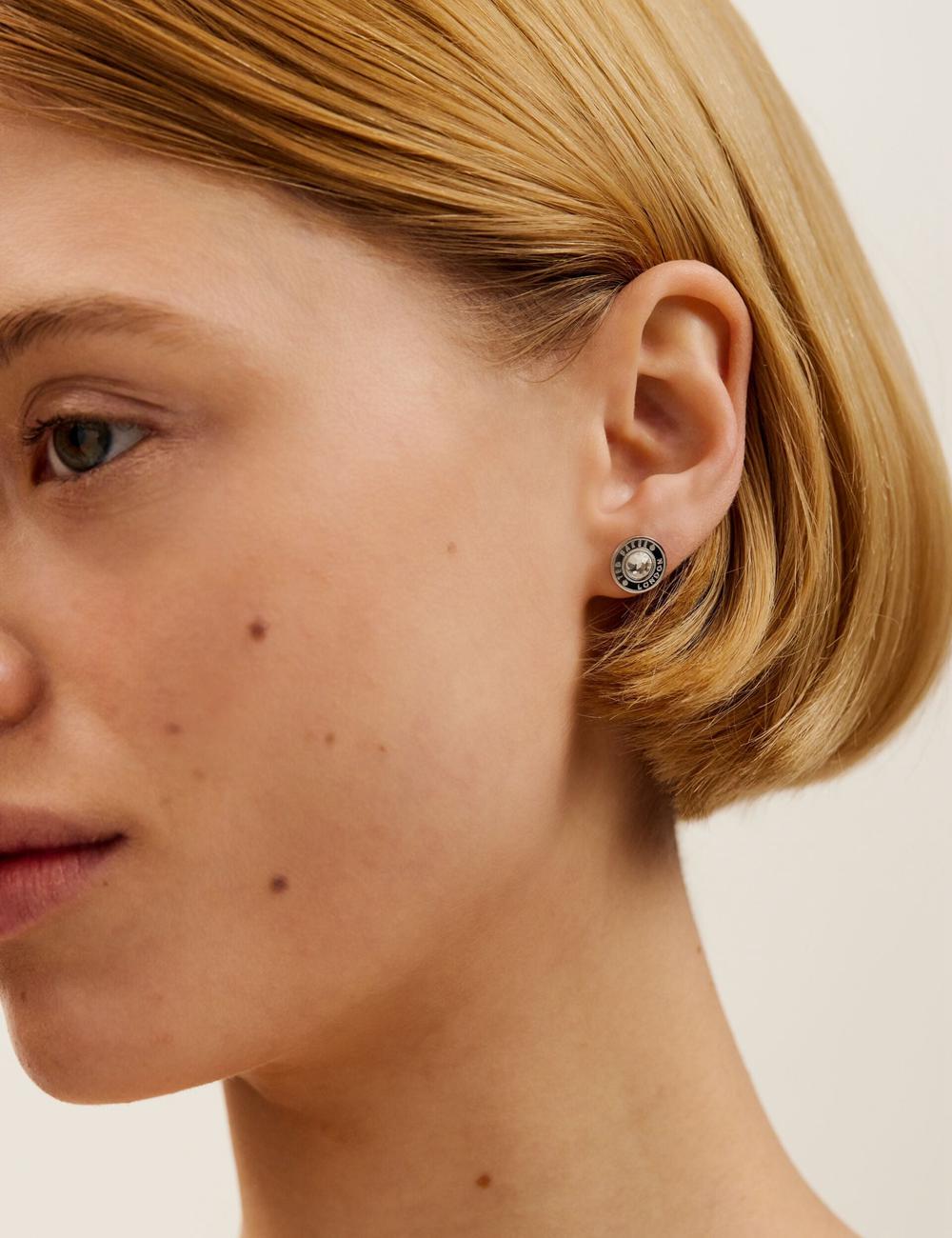 Ted Baker CHERELLE - Branded Crystal Button Stud ピアス レディース シルバー | Japan  OAGK-29814