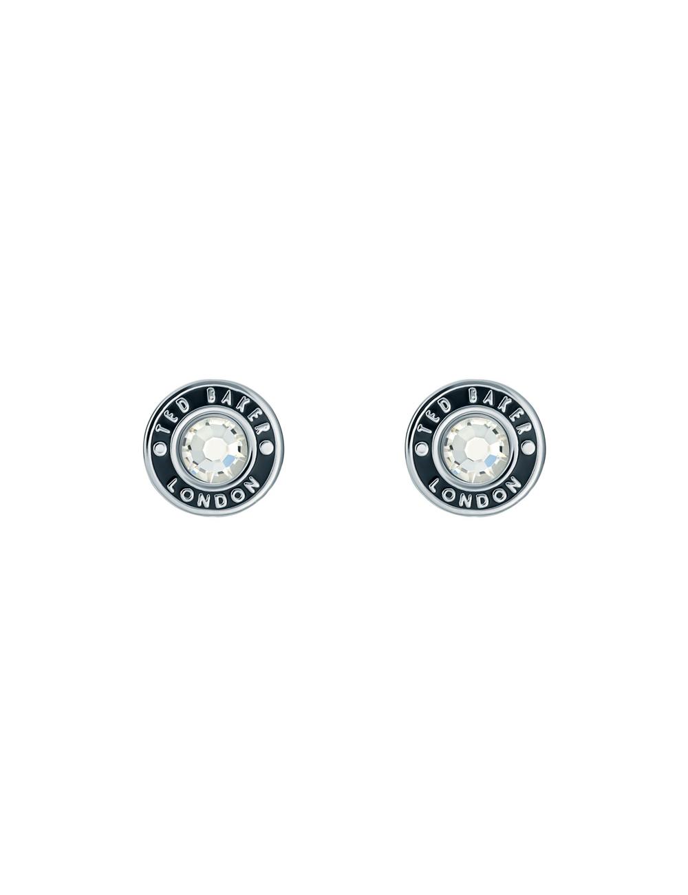 Ted Baker CHERELLE - Branded Crystal Button Stud ピアス レディース シルバー | Japan  OAGK-29814