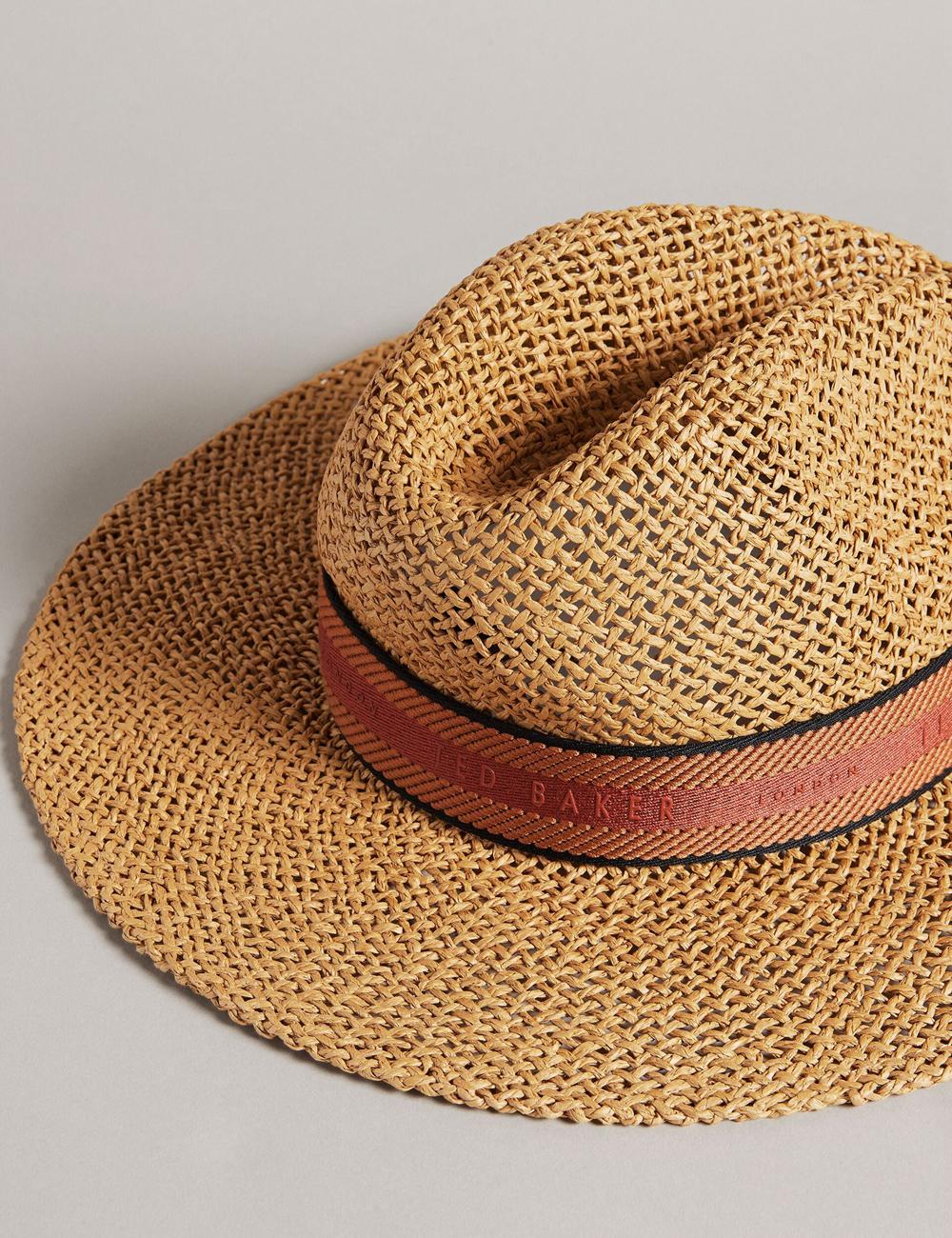 Ted Baker CLAIRIE - Straw Webbing Trim ハット レディース Ecru | Japan  JMIR-50218