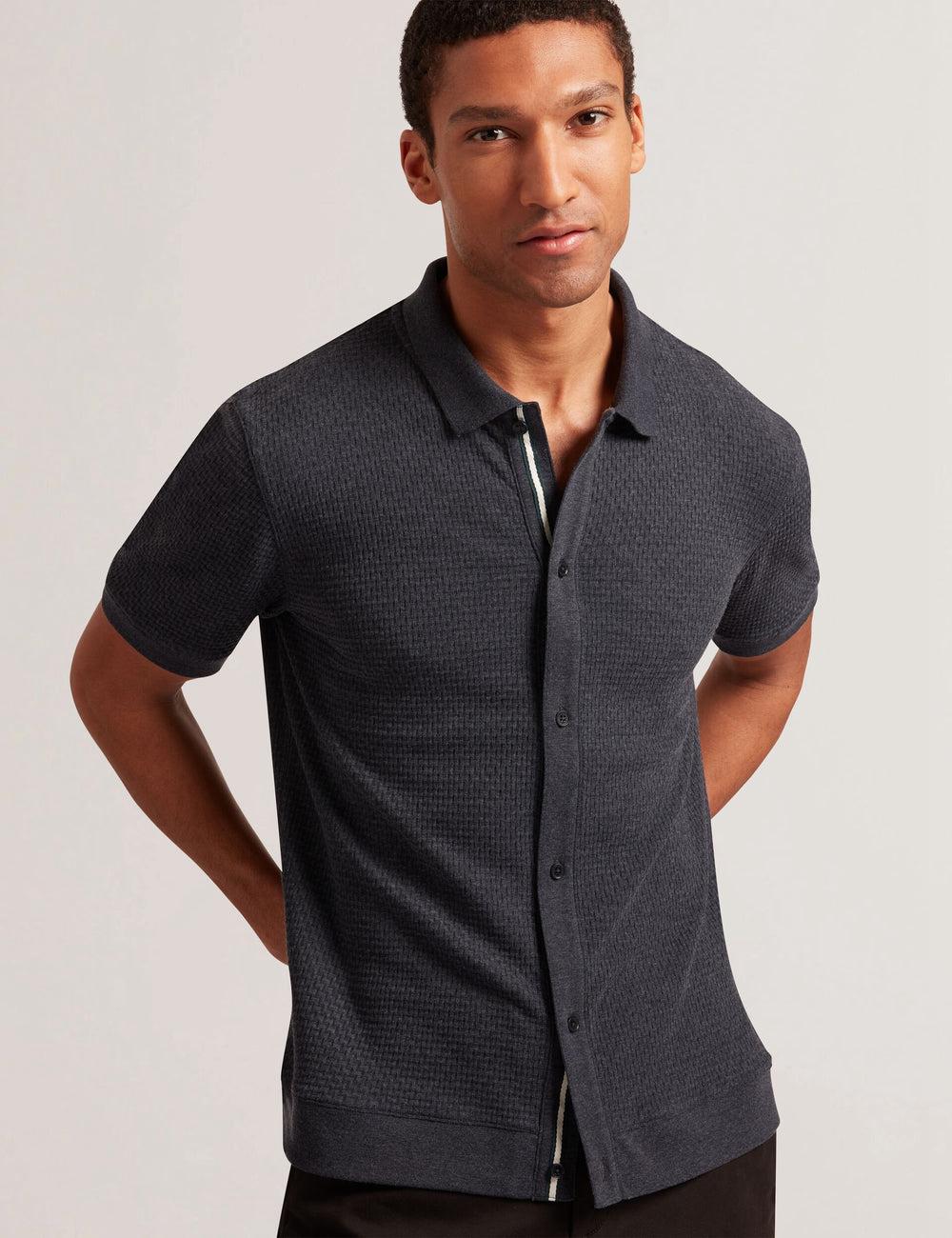 Ted Baker CONNYR - Short Sleeve Button Through ポロシャツ メンズ ネイビー | Japan  DQHC-19340