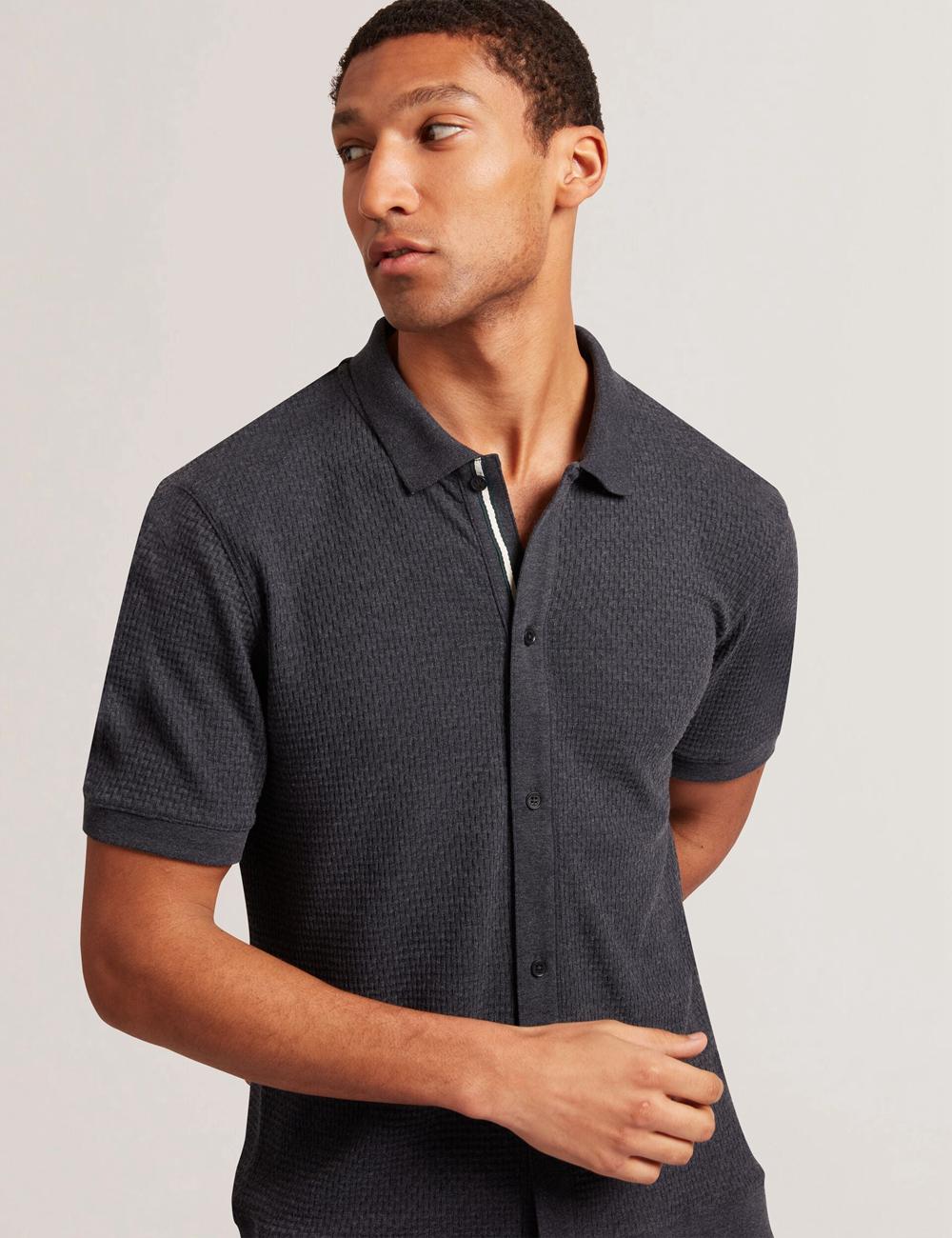 Ted Baker CONNYR - Short Sleeve Button Through ポロシャツ メンズ ネイビー | Japan  DQHC-19340