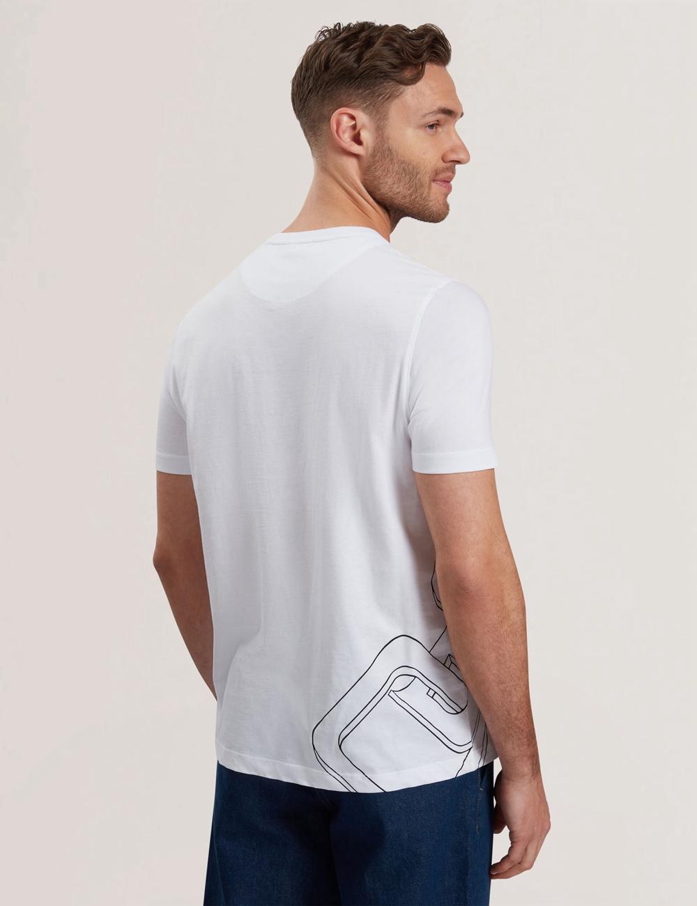 Ted Baker CRAIGEY - Logo Graphic Crew Neck Cotton Tシャツ メンズ 白 | Japan  NGLS-38529