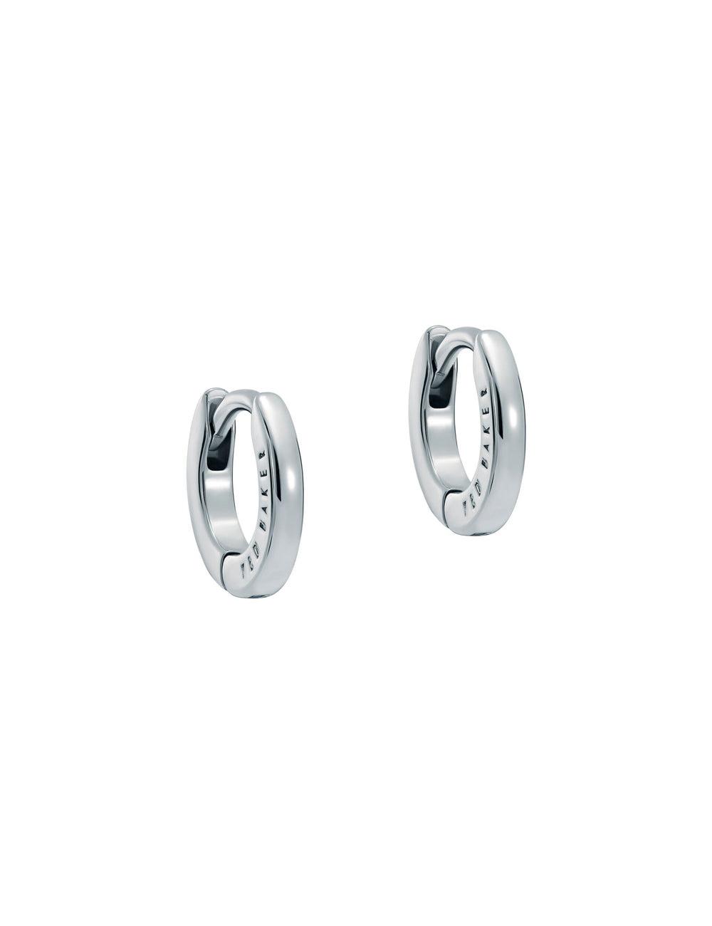 Ted Baker CRISETE - Engraved Logo Huggie Hoop ピアス レディース シルバー | Japan  LKNT-43872