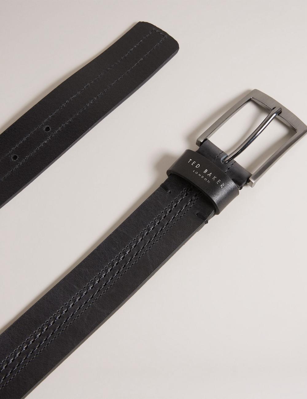 Ted Baker CRISIC - Stitch Detail Leather ベルト メンズ 黒 | Japan  TNIA-20416