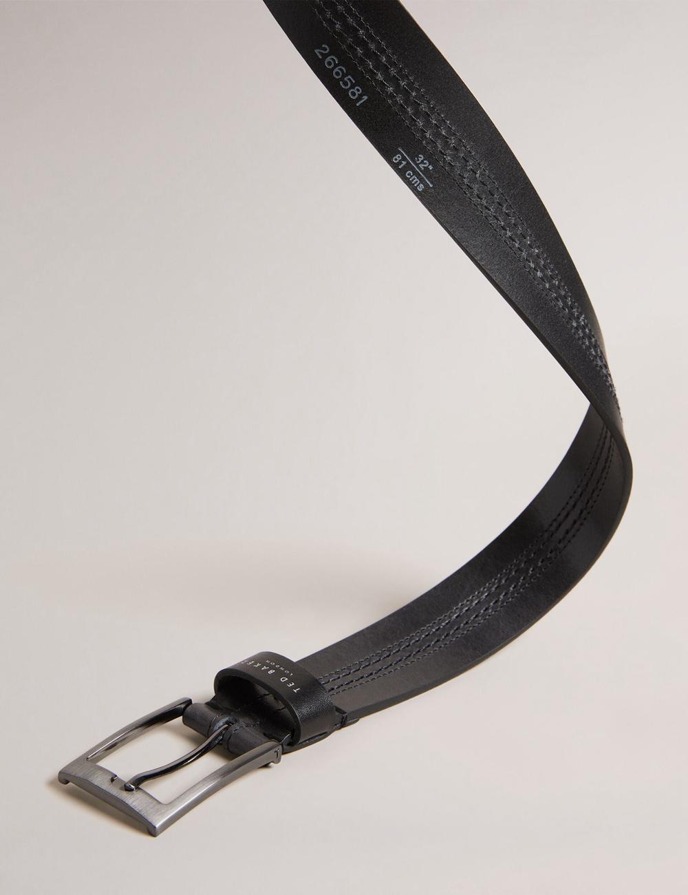 Ted Baker CRISIC - Stitch Detail Leather ベルト メンズ 黒 | Japan  TNIA-20416