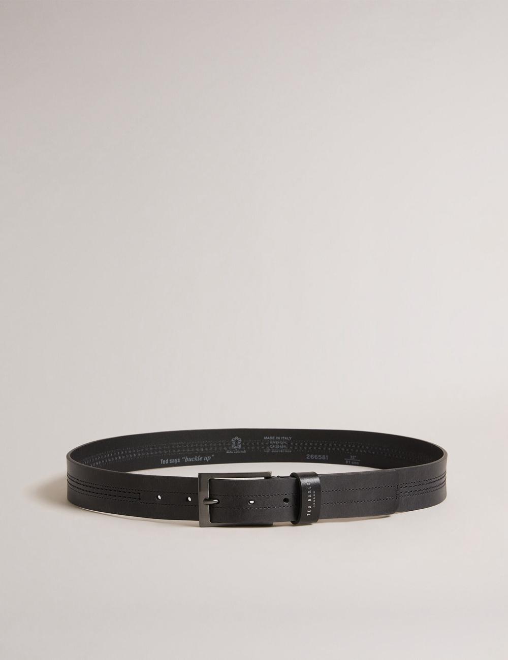 Ted Baker CRISIC - Stitch Detail Leather ベルト メンズ 黒 | Japan  TNIA-20416