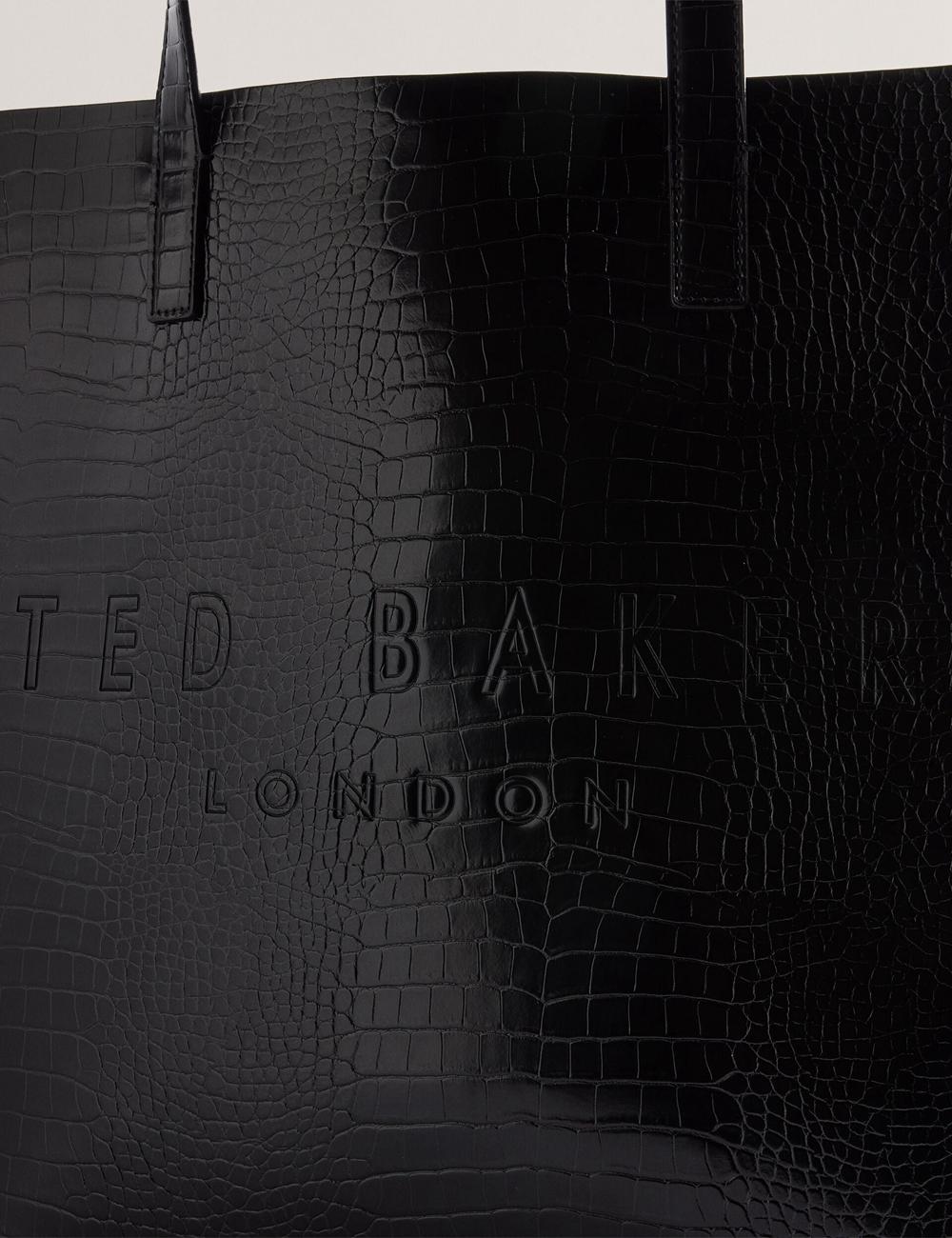 Ted Baker CROCCON - Large Croc Texture Icon トートバッグ レディース 黒 | Japan  DJXF-10728