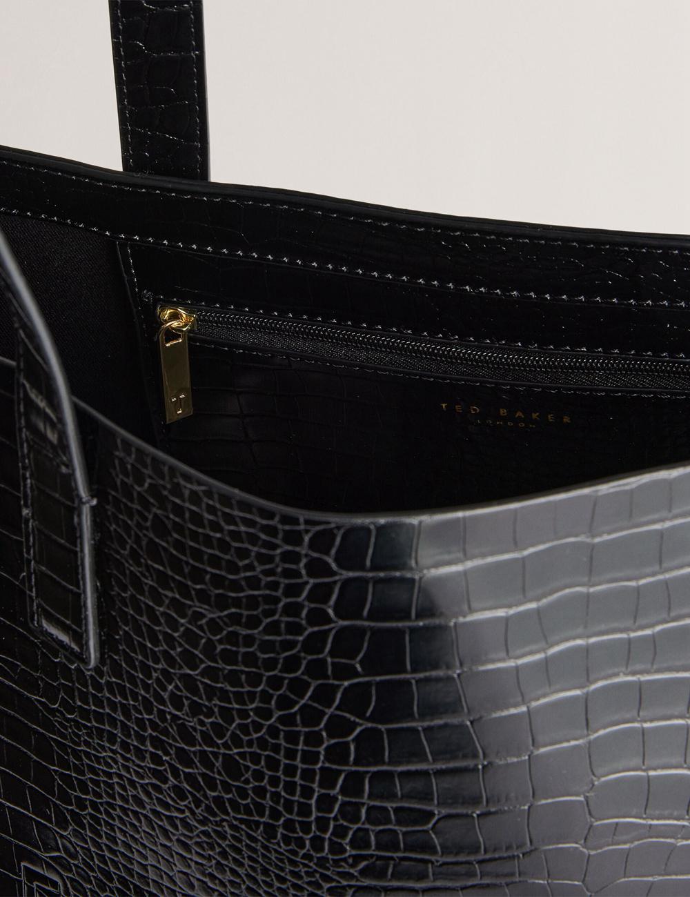 Ted Baker CROCCON - Large Croc Texture Icon トートバッグ レディース 黒 | Japan  DJXF-10728