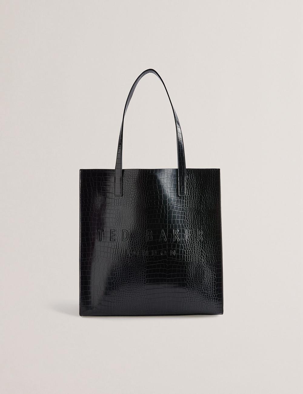 Ted Baker CROCCON - Large Croc Texture Icon トートバッグ レディース 黒 | Japan  DJXF-10728