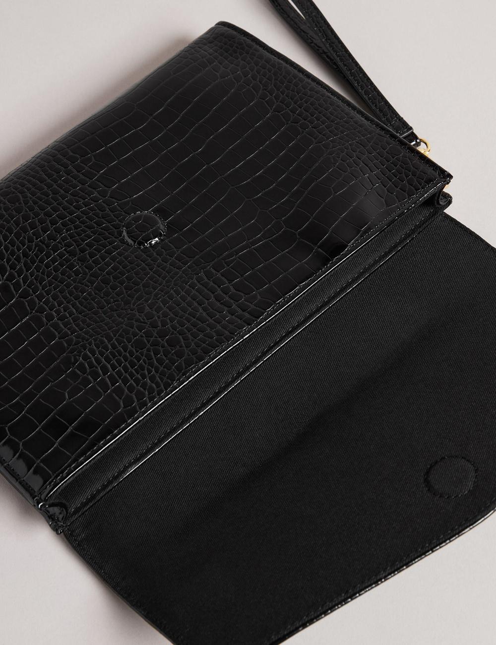 Ted Baker CROCEY - Croc Effect PU Envelope Clutch クラッチバッグ レディース 黒 | Japan  VWQH-61247